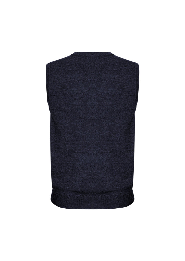 Mens Wool Blend V Neck Vest Sleeveless Double Knit  - Navy - 2X-Large