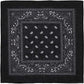 BANDANA Paisley 100% COTTON Head Wrap Durag Bandanna Summer Biker Scarf Mask - Black