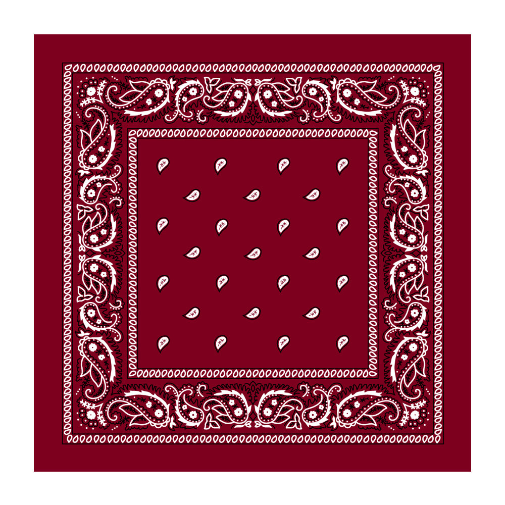 BANDANA Paisley 100% COTTON Head Wrap Durag Bandanna Summer Biker Scarf Mask - Burgundy