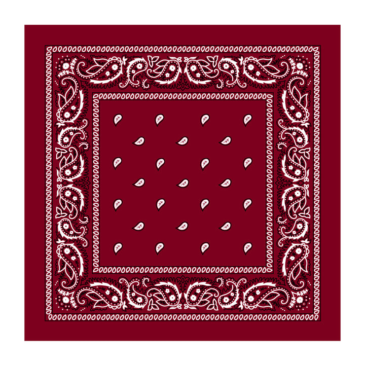 BANDANA Paisley 100% COTTON Head Wrap Durag Bandanna Summer Biker Scarf Mask - Burgundy