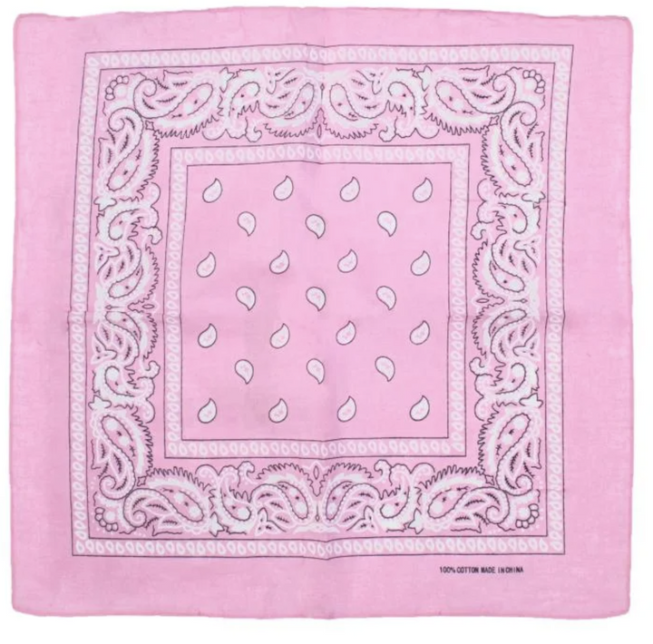 BANDANA Paisley 100% COTTON Head Wrap Durag Bandanna Summer Biker Scarf Mask - Light Pink