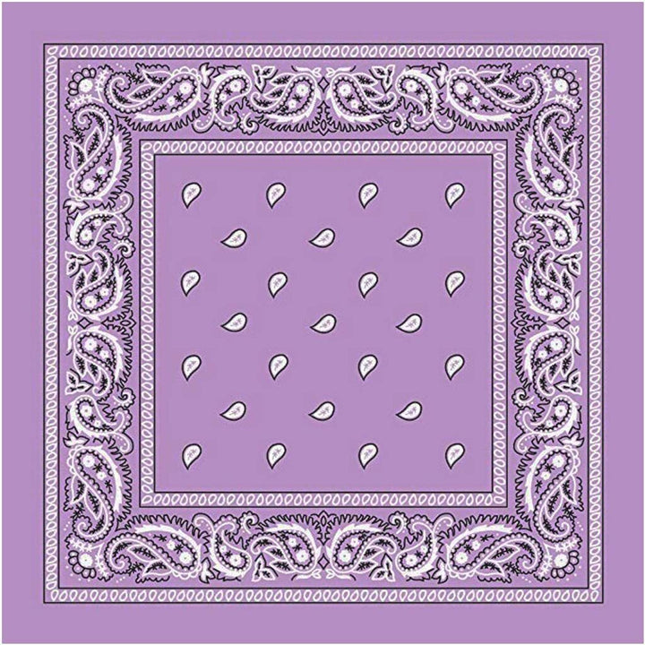 BANDANA Paisley 100% COTTON Head Wrap Durag Bandanna Summer Biker Scarf Mask - Lilac