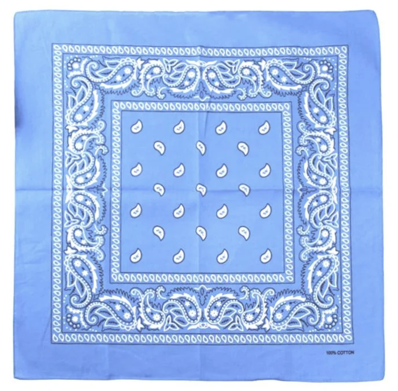 BANDANA Paisley 100% COTTON Head Wrap Durag Bandanna Summer Biker Scarf Mask - Sky Blue