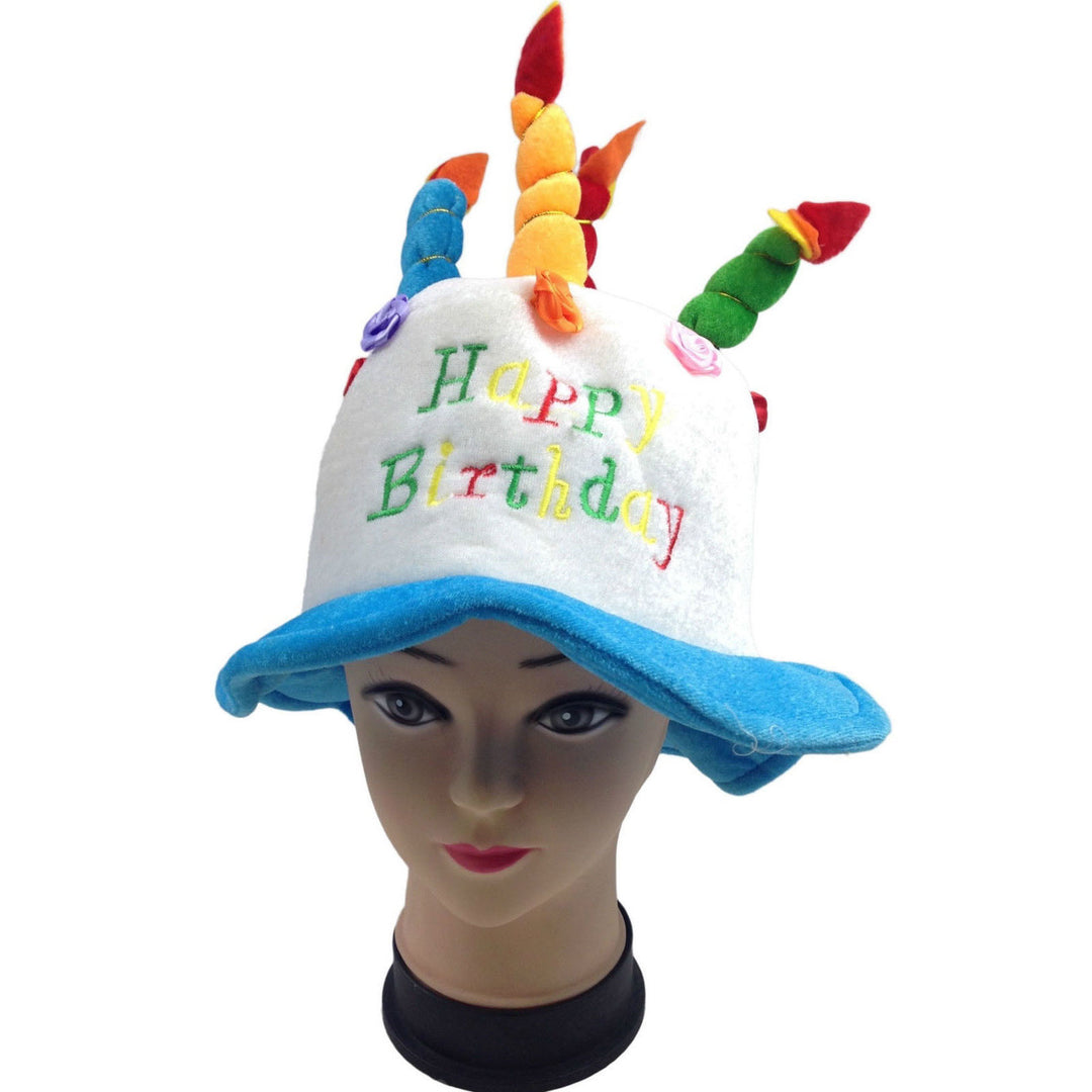 Happy BIRTHDAY CAKE HAT Party Costume Bday Fancy Dress with Candles Gift  - Blue