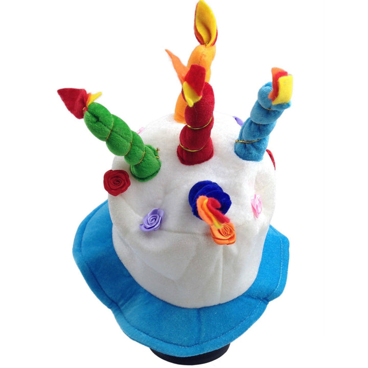 Happy BIRTHDAY CAKE HAT Party Costume Bday Fancy Dress with Candles Gift  - Blue