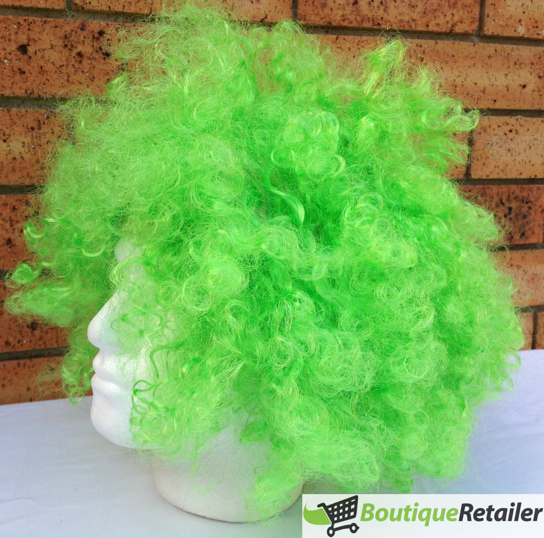 Mens DELUXE AFRO WIG Curly Hair Costume Party Fancy Disco 70s 80s Dress Up - Green