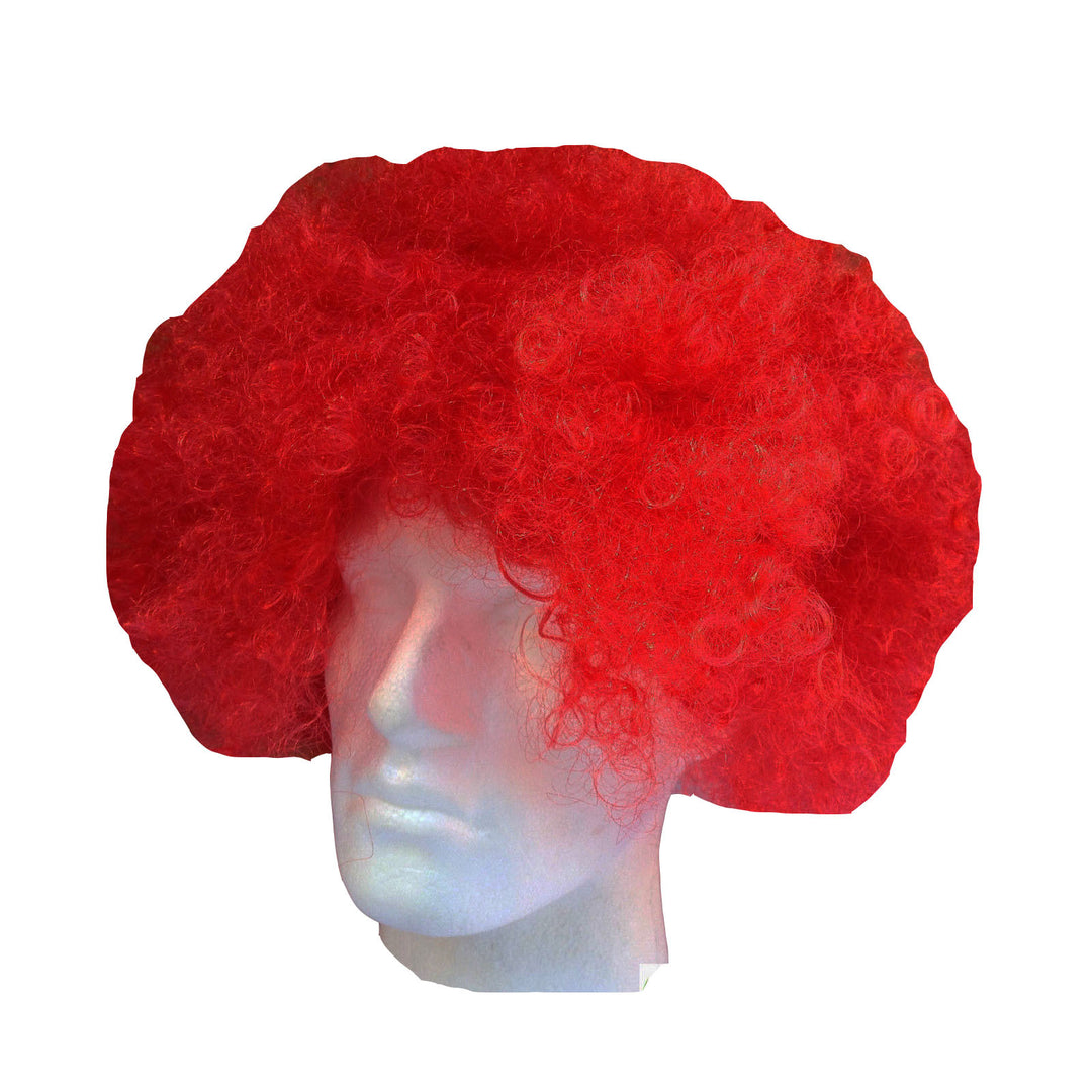 Mens DELUXE AFRO WIG Curly Hair Costume Party Fancy Disco 70s 80s Dress Up - Red