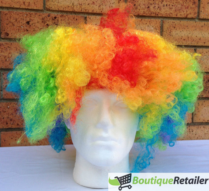 Mens DELUXE AFRO WIG Curly Hair Costume Party LGBTQ Disco 70s 80s Pride - Rainbow