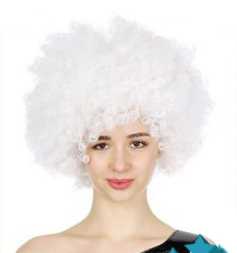 Mens DELUXE AFRO WIG Curly Hair Costume Party Fancy Disco 70s 80s Dress Up - White