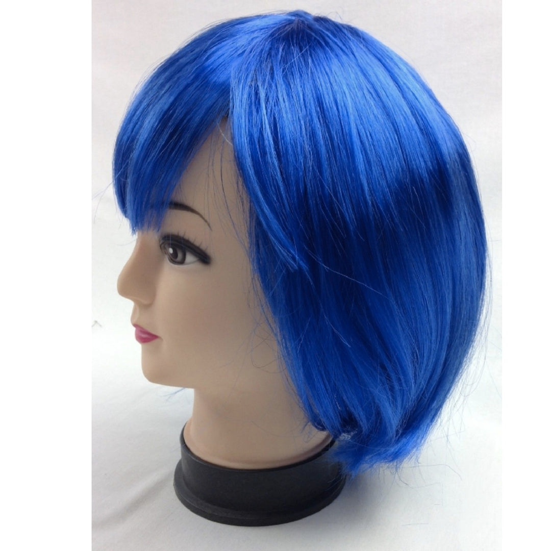 Bob Wig Costume Short Straight Fringe Cosplay Party Full Hair Womens Fancy Dress - Blue