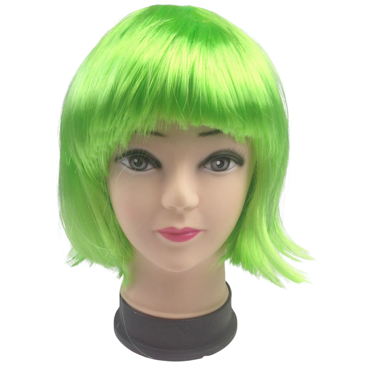 Bob Wig Costume Short Straight Fringe Cosplay Party Full Hair Womens Fancy Dress - Green