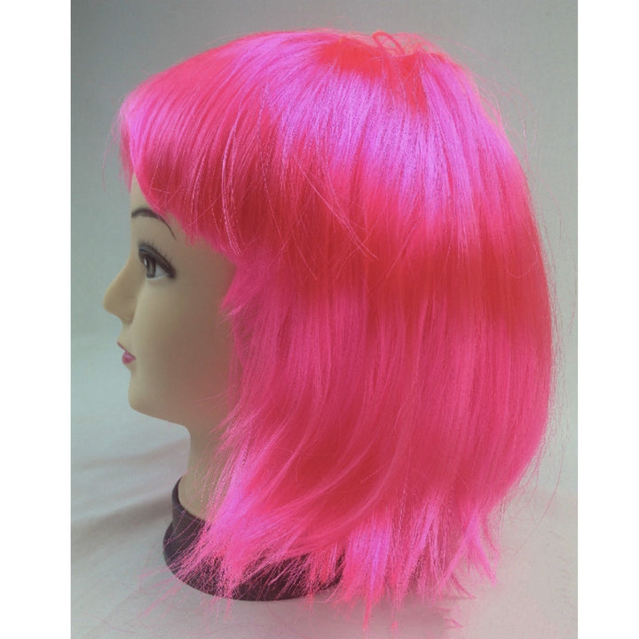 Bob Wig Costume Short Straight Fringe Cosplay Party Full Hair Womens Fancy Dress - Hot Pink