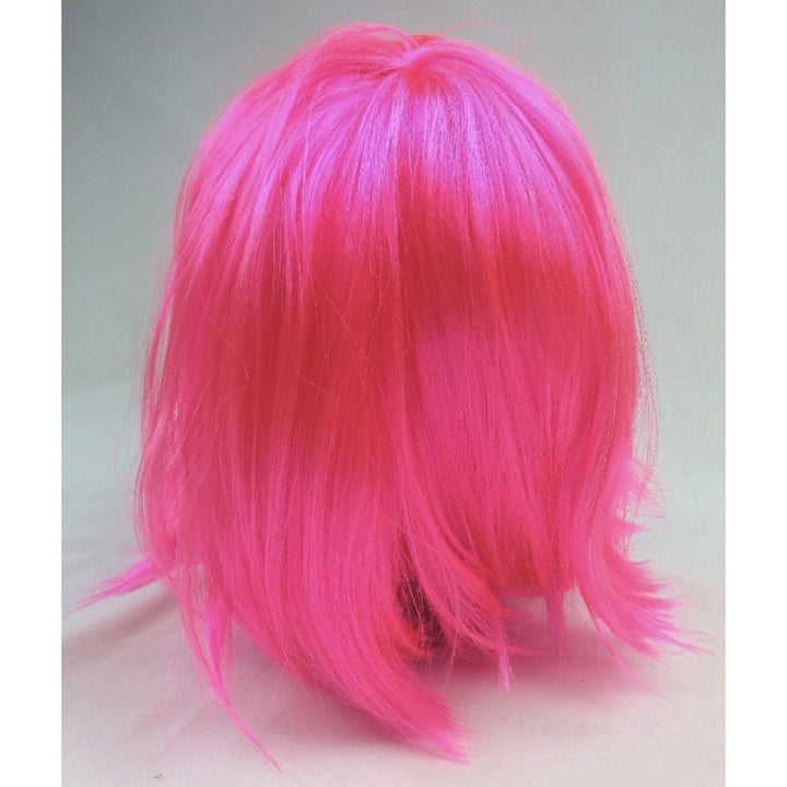 Bob Wig Costume Short Straight Fringe Cosplay Party Full Hair Womens Fancy Dress - Hot Pink