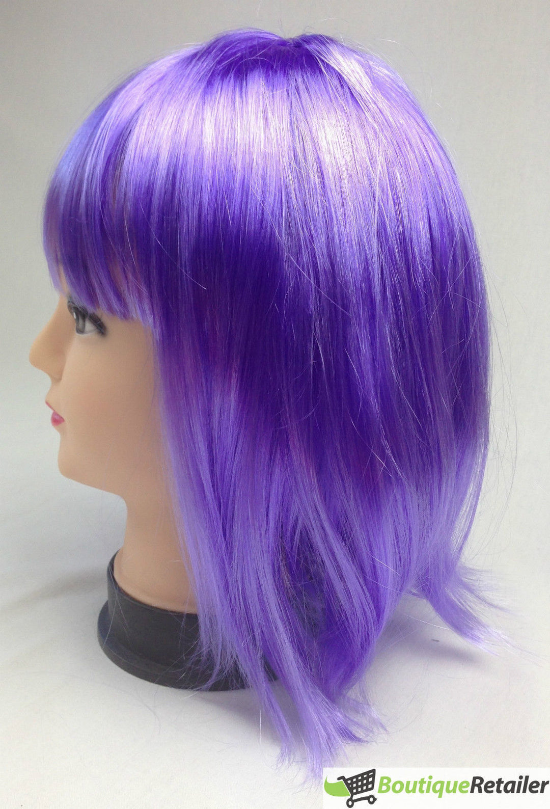 Bob Wig Costume Short Straight Fringe Cosplay Party Full Hair Womens Fancy Dress - Purple