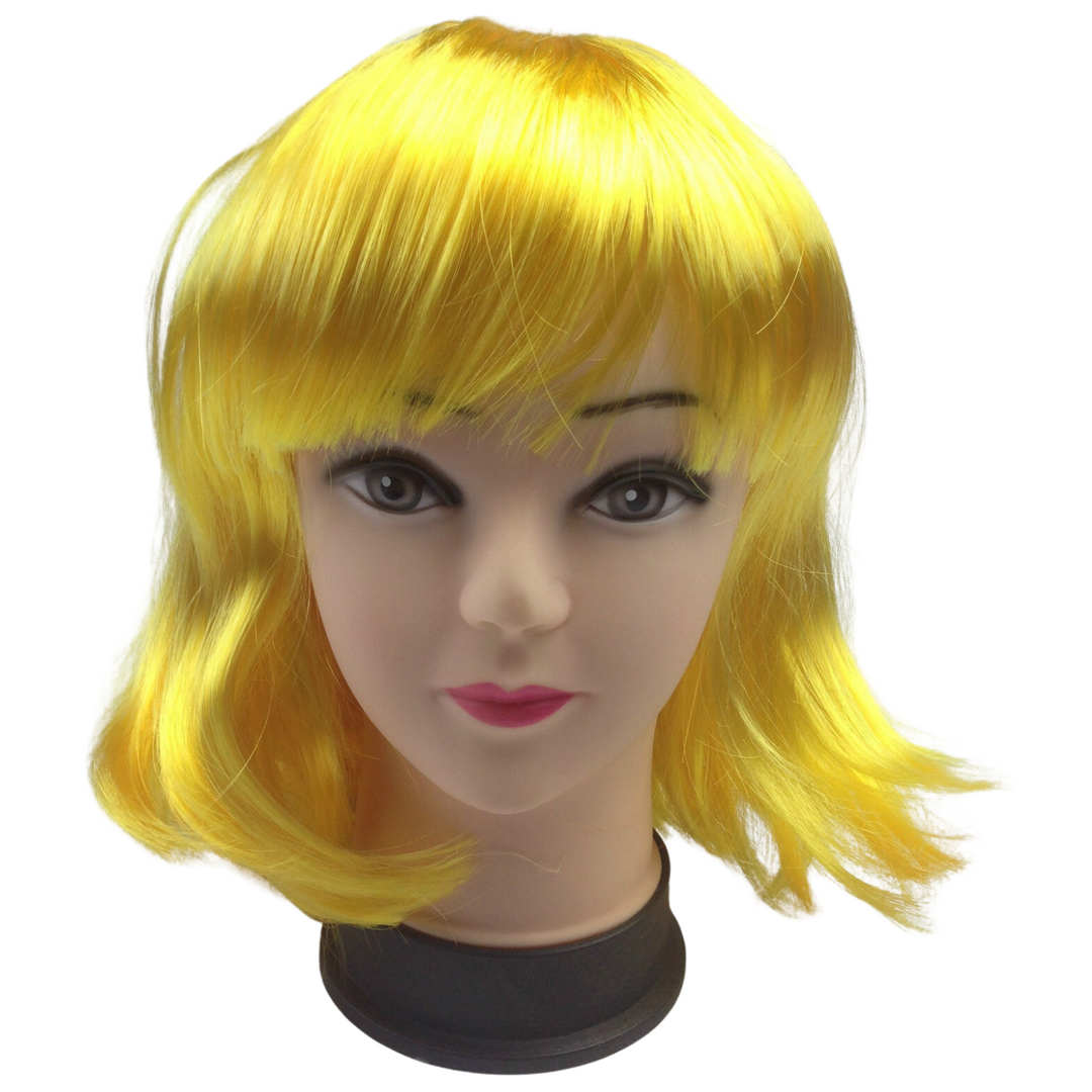 Bob Wig Costume Short Straight Fringe Cosplay Party Full Hair Womens Fancy Dress - Yellow