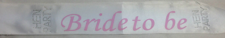 HEN'S NIGHT SASH Party Girls Wedding Bridesmaid Bridal Bride To Be Satin Sashes - Bride To Be (White 2)