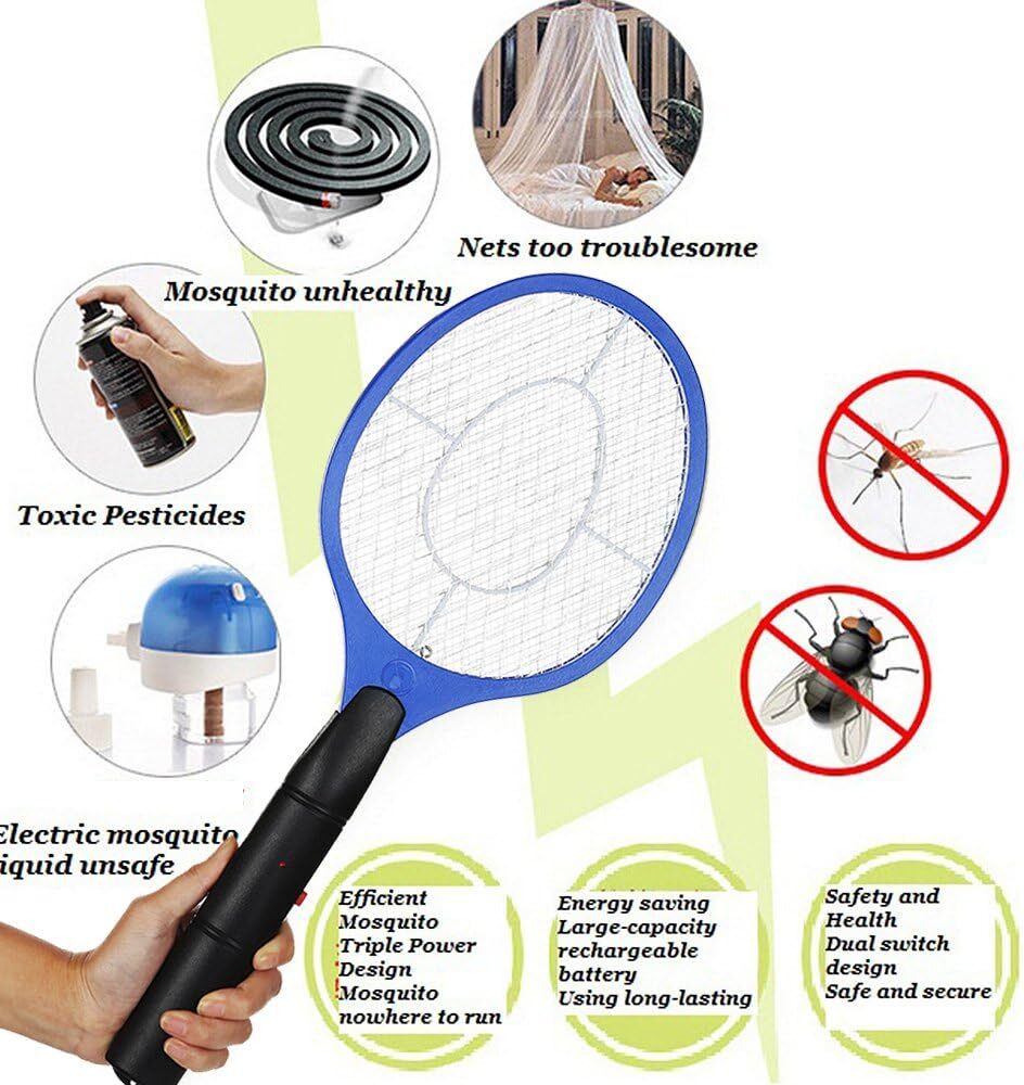 6x BUG ZAPPER RACKET Fly Mosquito Pest Swatter Net Racquet Electric Insect Killer