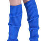 Pair of Womens Leg Warmers Disco Winter Knit Dance Party Crochet Legging Socks Costume - Blue