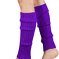 Pair of Womens Leg Warmers Disco Winter Knit Dance Party Crochet Legging Socks Costume - Eggplant