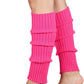 Pair of Womens Leg Warmers Disco Winter Knit Dance Party Crochet Legging Socks Costume - Hot Pink