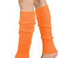 Pair of Womens Leg Warmers Disco Winter Knit Dance Party Crochet Legging Socks Costume - Orange