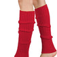 Pair of Womens Leg Warmers Disco Winter Knit Dance Party Crochet Legging Socks Costume - Red