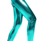 Metallic Leggings Stretchy Pants Neon Fluro Shiny Glossy Dress Up Dance Party - Light Blue