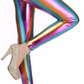 Metallic Leggings Stretchy Pants Neon Fluro Shiny Glossy Dress Up Dance Party - Rainbow