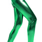 DELUXE METALLIC LEGGINGS Shiny Neon Stretch Dance Costume Fancy Dress Party - Green