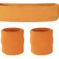 WRISTBAND & HEADBAND SET Tennis Terry Towelling Cotton Sweat Band Team Gym  - Orange