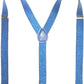 GLITTER SPARKLE SUSPENDERS Braces Clipon Elastic Y-Back Slim Adjustable  - Sky Blue (Glitter)