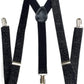 GLITTER SPARKLE SUSPENDERS Braces Clipon Elastic Y-Back Slim Adjustable  - Black (Glitter)