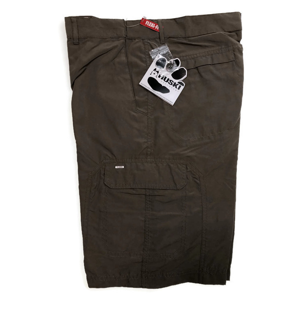 HUSKI Cargo Shorts Mens Cascade Microfibre Flexi Fit Short Army Military 515206 - Bone - XX-Large (102cm Waist)