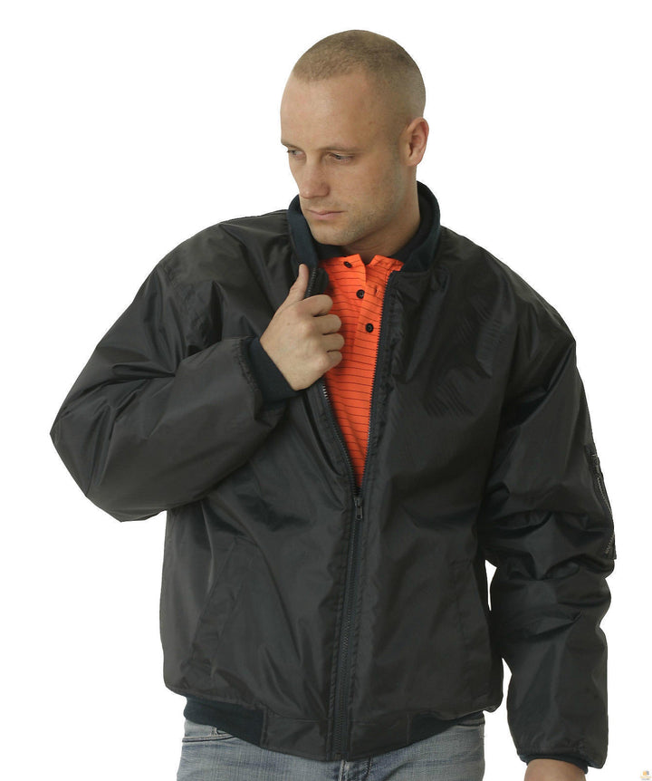 HUSKI Mens Quilted Combat Bomber Waterproof Jacket Windproof Workwear Coat - Black - M