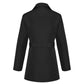 Womens Winter Button Long Trench Coat Jacket Parka Overcoat - Black - XX-Large