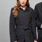 Womens Winter Button Long Trench Coat Jacket Parka Overcoat - Black - XX-Large