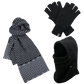 3pc 3M Thinsulate Set Mens Black Thermal Windproof Beanie Hat Scarf Gloves