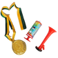 1st Gold Medal Winner + Air Horn Party Set School Sports Day Olympics Ribbon