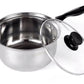 14cm Stainless Steel Milk Pot with Glass Lid Coffee Warmer w Handle