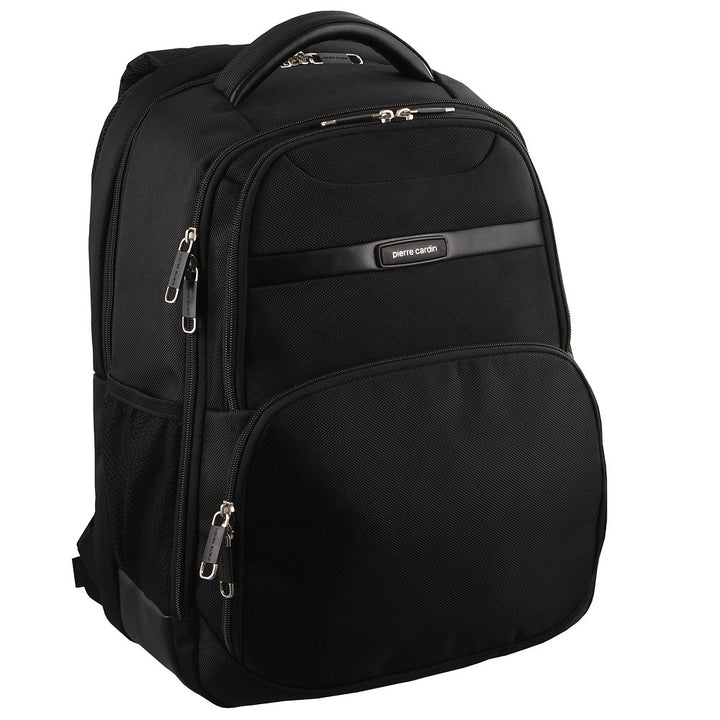 Pierre Cardin 30L Large Backpack Bag w 15" Laptop Sleeve Travel Luggage RFID - Black