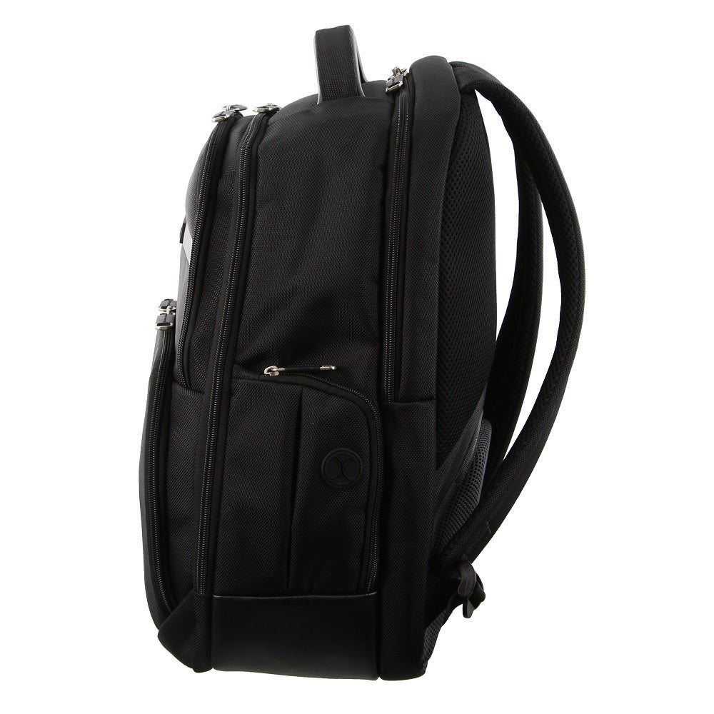 Pierre Cardin 30L Large Backpack Bag w 15" Laptop Sleeve Travel Luggage RFID - Black