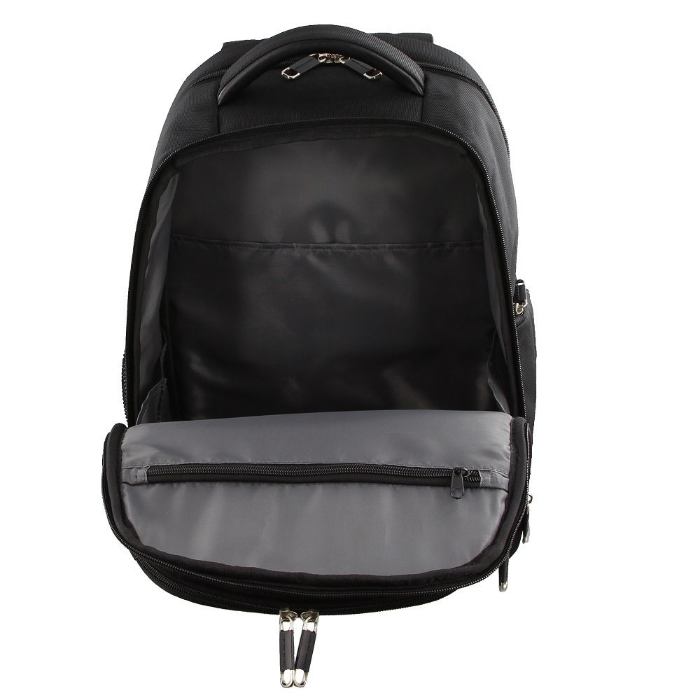 Pierre Cardin 30L Large Backpack Bag w 15" Laptop Sleeve Travel Luggage RFID - Black