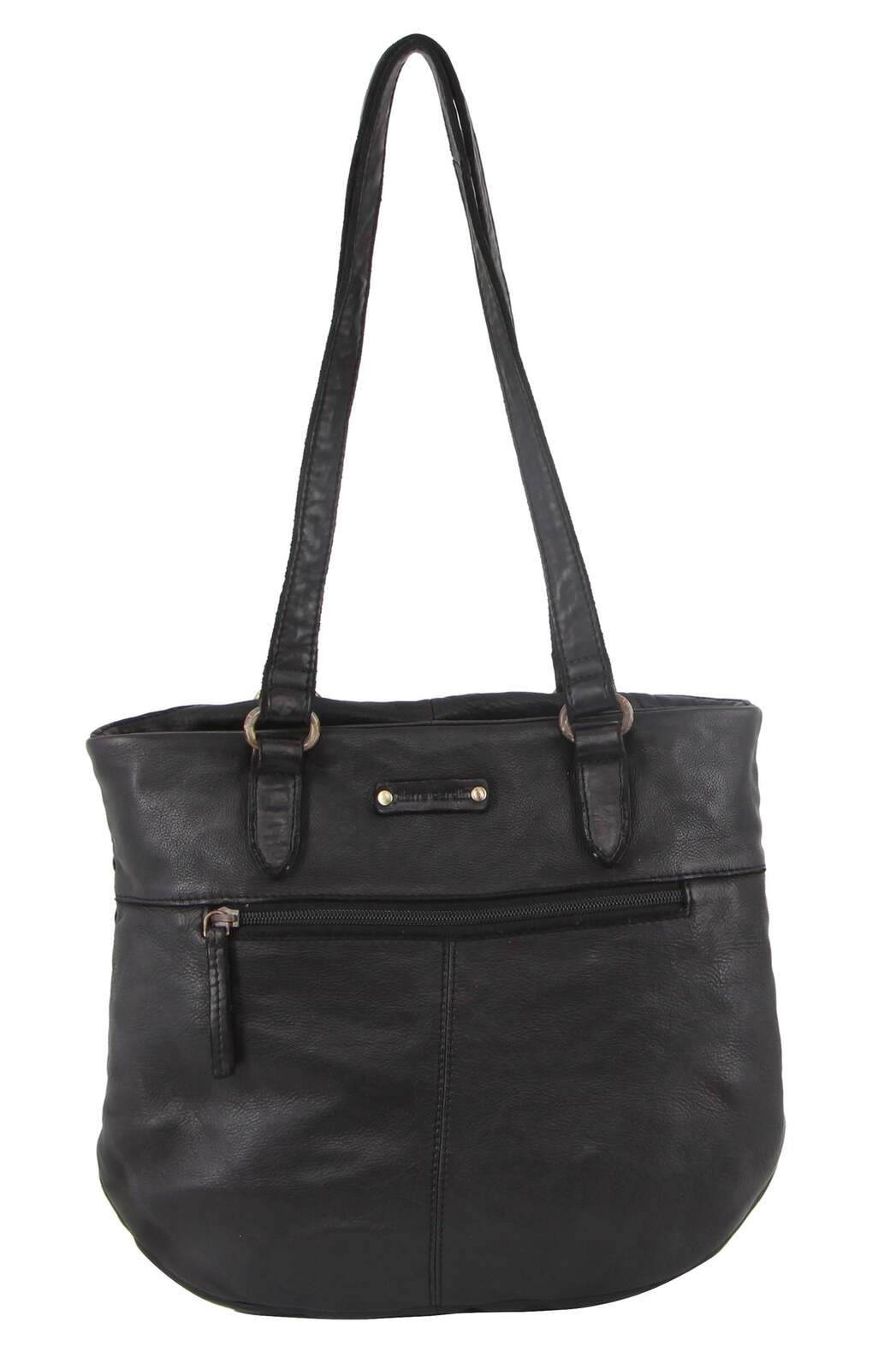 Pierre Cardin Woven Leather Ladies Shoulder Bag - Black