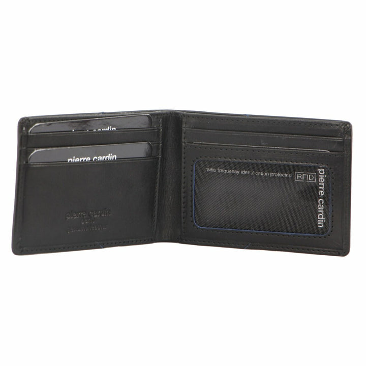 Pierre Cardin Mens Soft Italian Leather Slimline Bi-Fold Wallet - Black