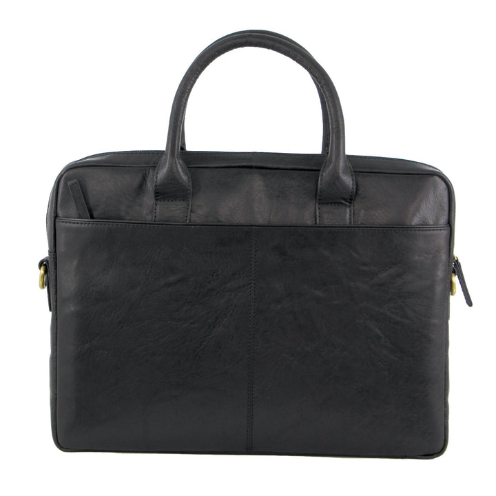 Pierre Cardin Leather Multi-Handle 15" Laptop Computer Bag - Black