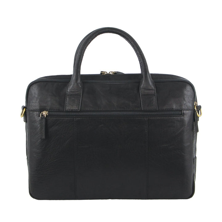 Pierre Cardin Leather Multi-Compartment Business 15" Laptop Bag - Black