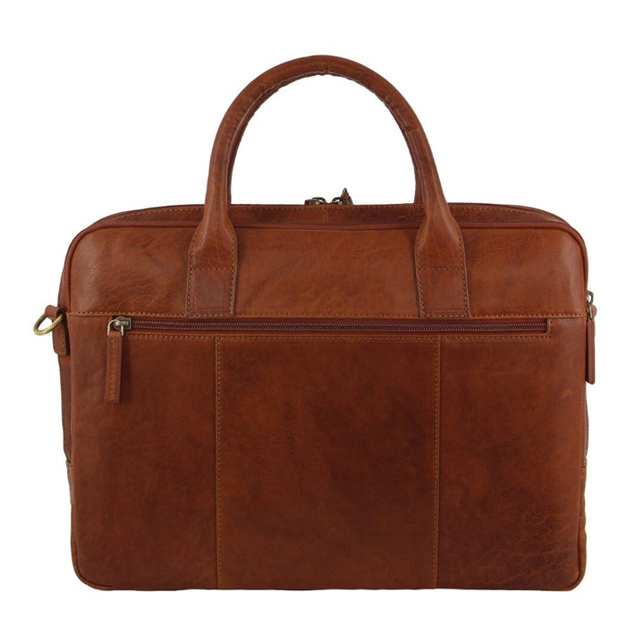 Pierre Cardin Leather Multi-Compartment Business 15" Laptop Bag - Tan