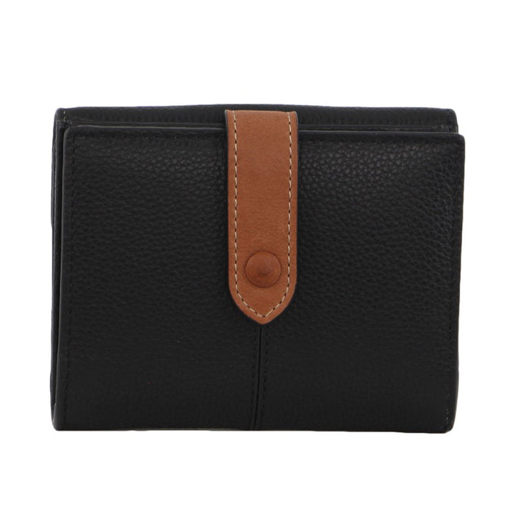 Pierre Cardin Womens Leather Bi-Fold Tab Wallet Ladies - Black