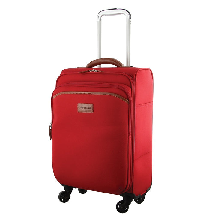 Pierre Cardin 40L Cabin Soft-Shell Suitcase Travel Luggage Bag 4-Wheel Case - Red