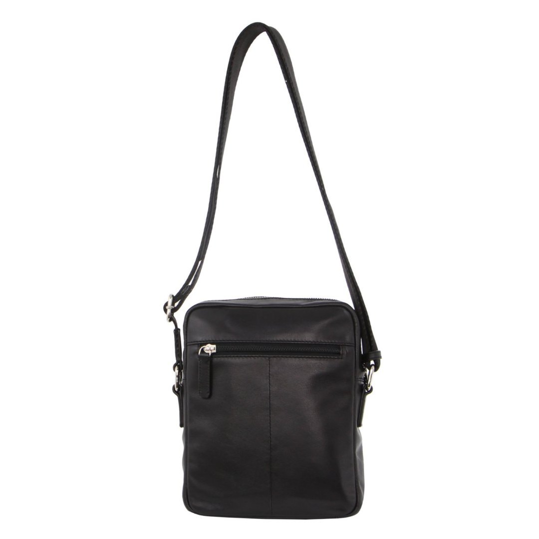 Pierre Cardin Pebbled Leather Organizer Bag Cross Body - Black/Navy